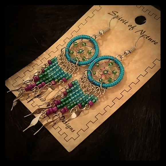 Jewelry - Beaded Long Dream Catcher Earrings